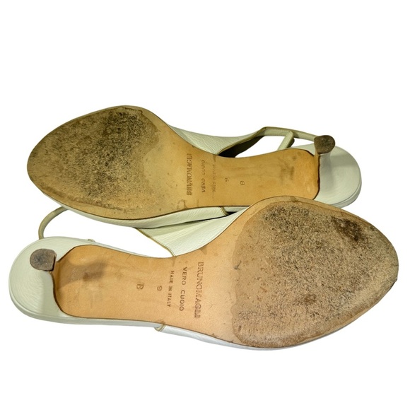 BRUNO MAGLI Vintage Handmade White Leather Slingback Heels w/Peep Toe - Size 9 - Picture 9 of 12